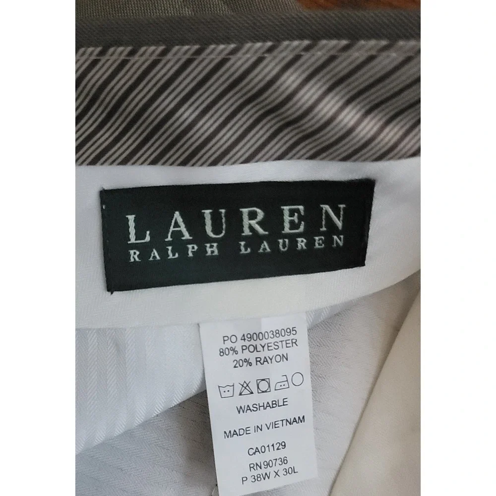 NWT MEN'S LAUREN BY RALPH LAUREN Cuffed Hem Darn Tan DRESS PANTS‎ Size 38x30